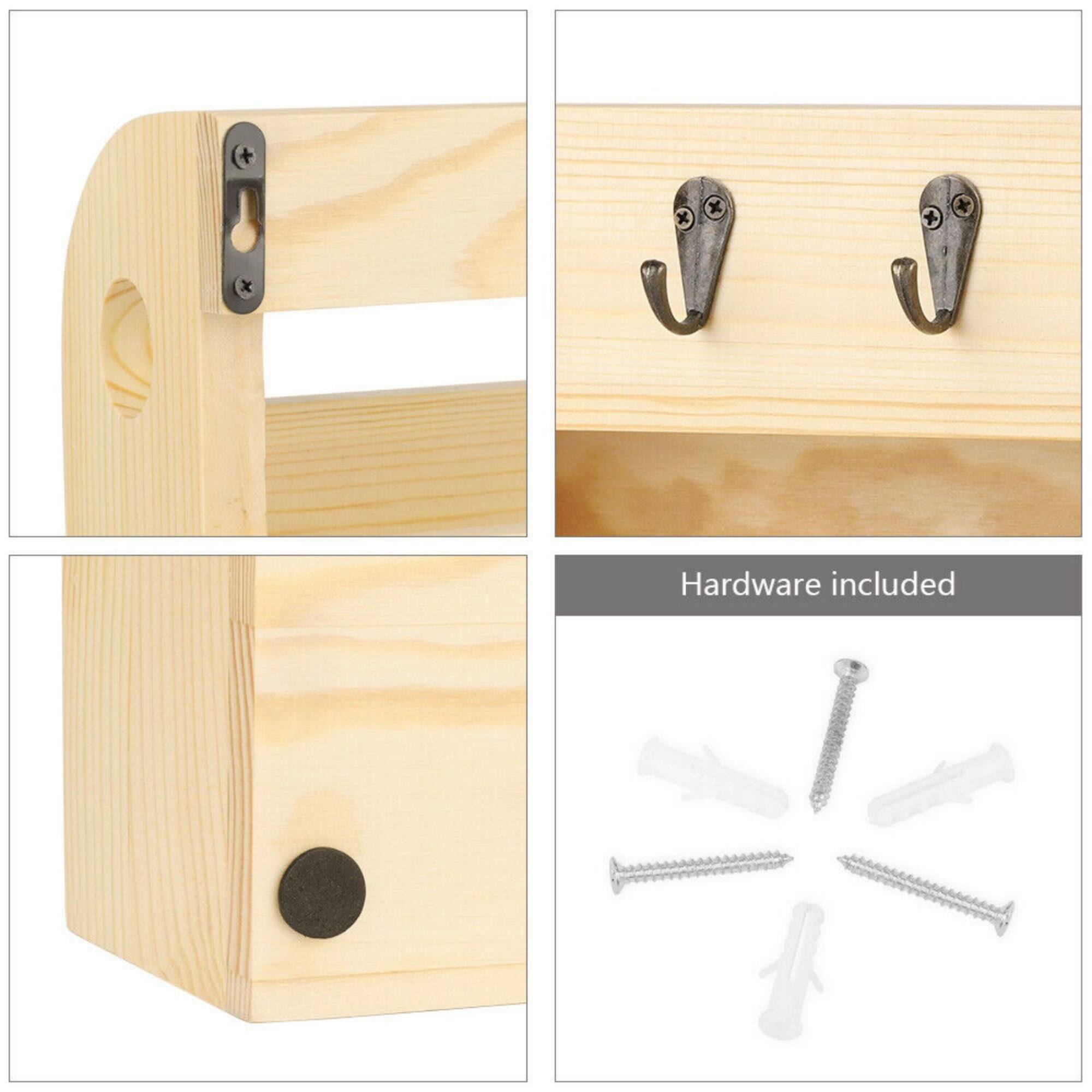 NEX™ Brown Wood Wall Mounted Mail & Key Holder